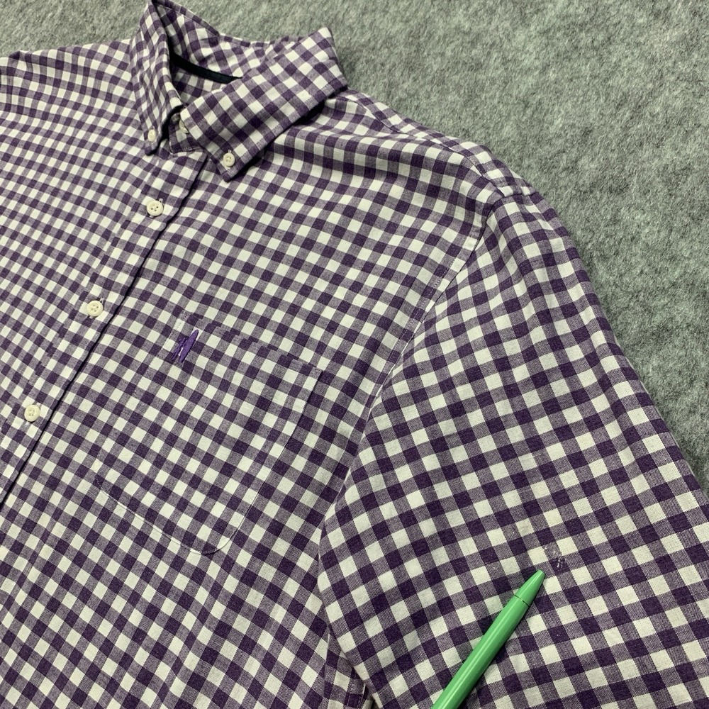Johnnie O Men's Hangin' Out Purple White Check Button Down Shirt - Size L - Picture 6 of 15